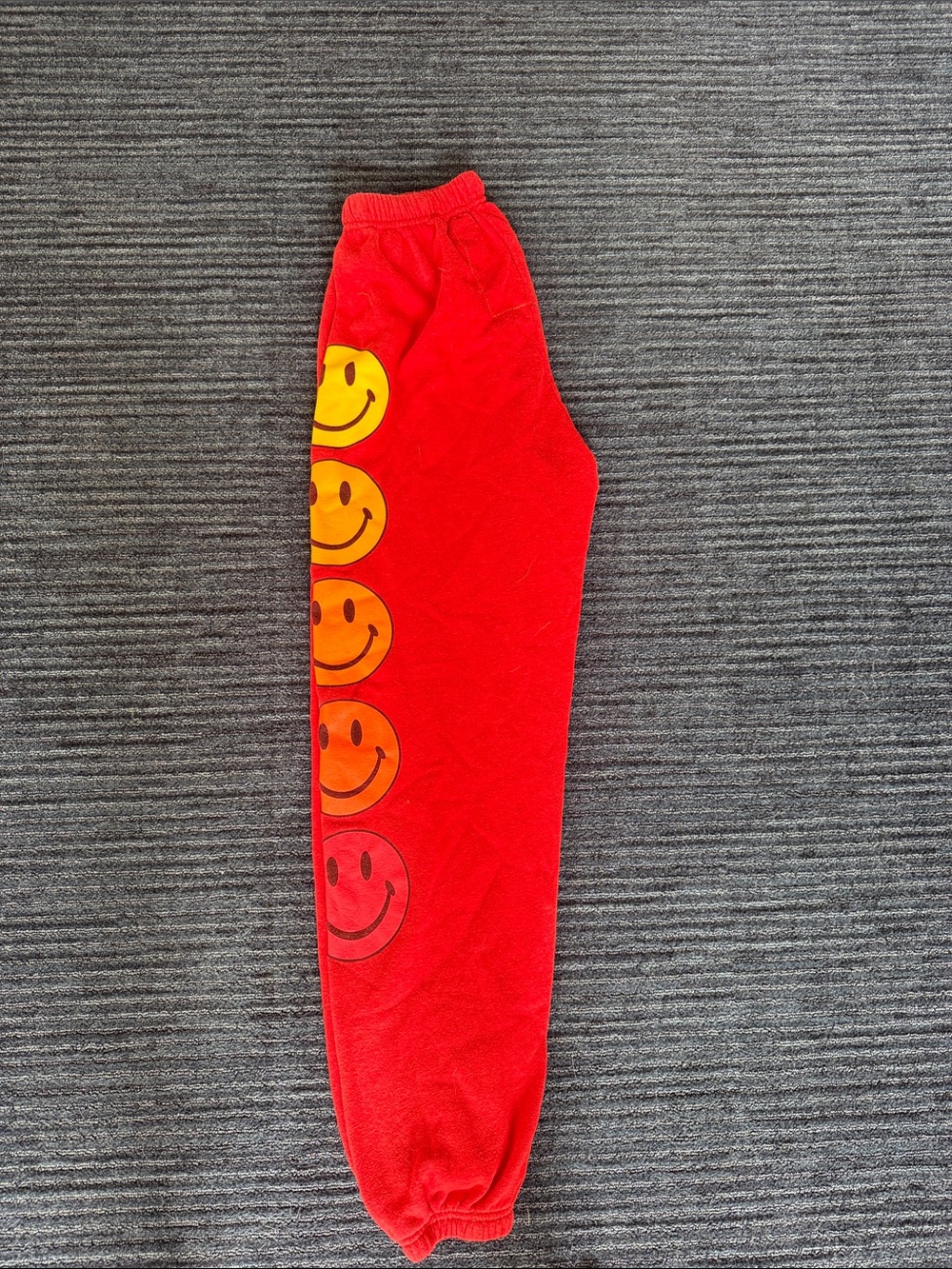 Aviator Nation Red Track Joggers with Side Smiley Graphic - Picture 2 of 2